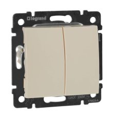 Выключатель двухклавишный Legrand Valena 10A 250V cлоновая кость 774305