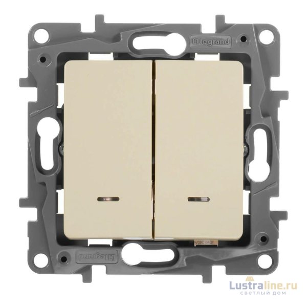 Выключатель двухклавишный Legrand Etika с подсветкой 10A 250V белый 672204