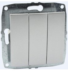Выключатель трехклавишный Mono Electric Despina-Larissa 10А 250В серебро 500-002122-114