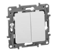 Выключатель двухклавишный Legrand Etika 10A 250V белый 672202