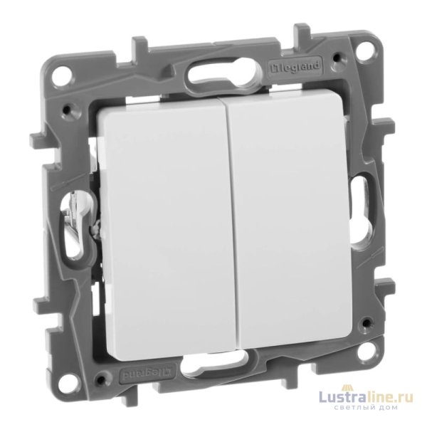 Выключатель двухклавишный Legrand Etika 10A 250V белый 672202