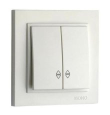 Выключатель двухклавишный проходной Mono Electric Despina-Larissa 10А 250В слоновая кость 500-000123-111