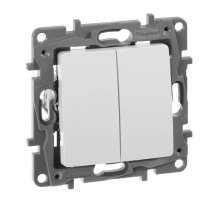 Переключатель двухклавишный Legrand Etika 10A 250V белый 672212