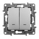Переключатель двухклавишный Legrand Etika с подсветкой 10A 250V алюминий 672416