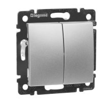 Переключатель двухклавишный на 2 направления Legrand Valena 10A 250V алюминий 770108