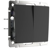 Выключатель Werkel двухклавишный проходной черный матовый W1122008 4690389156724