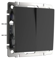 Выключатель Werkel двухклавишный проходной черный матовый W1122008 4690389156724