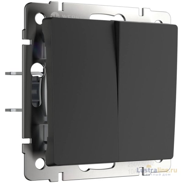 Выключатель Werkel двухклавишный проходной черный матовый W1122008 4690389156724