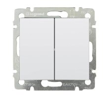 Выключатель двухклавишный Legrand Valena 10A 250V белый 774405