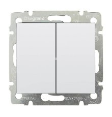 Выключатель двухклавишный Legrand Valena 10A 250V белый 774405