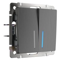 Выключатель Werkel двухклавишный с подсветкой графит рифленый W1120104 4690389158476