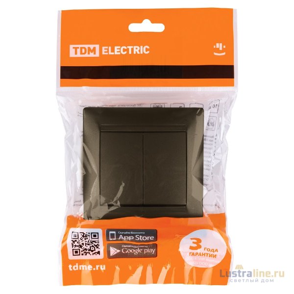 Выключатель двухклавишный на 2 направления Лама TDM Electric SQ1815-0707