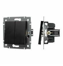 Механизм выключателя двухклавишный непроходной Arlight SWT-MK02-PL-BK-V (250V, 10A) 049888