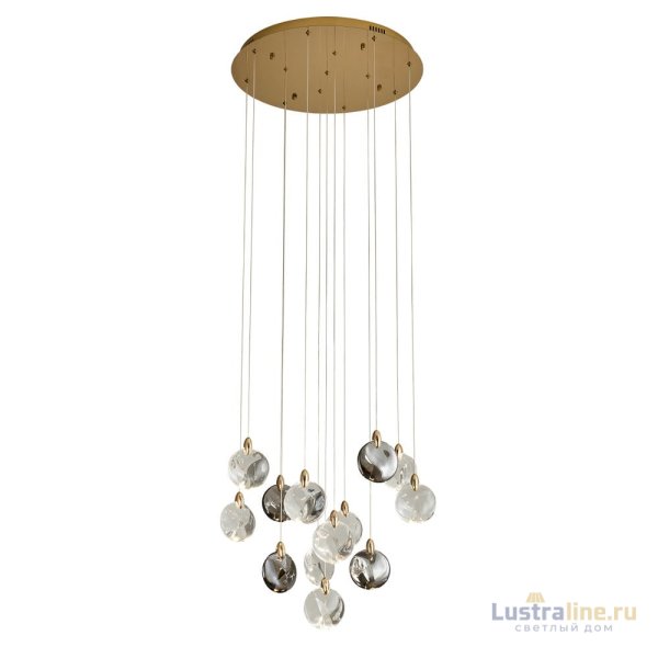 Каскадная люстра Delight Collection OD2440-13 gold/clear+amber+grey Каскадная люстра Delight Collection OD2440-13 gold/clear+amber+grey