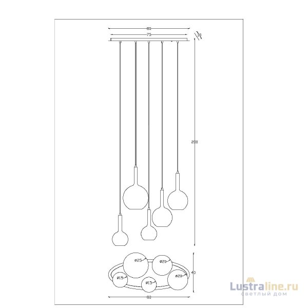 Каскадная люстра Arte Lamp Gala A2720SP-5SG Каскадная люстра Arte Lamp Gala A2720SP-5SG