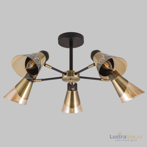 Люстра на штанге IMEX MD.51902-5-S-BK+AB Люстра на штанге IMEX MD.51902-5-S-BK+AB