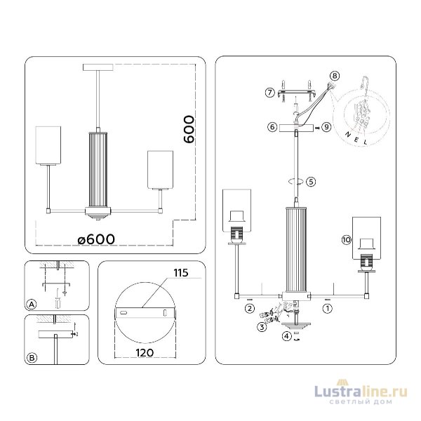Люстра на штанге Ambrella Light High Light Modern LH56211 Люстра на штанге Ambrella Light High Light Modern LH56211