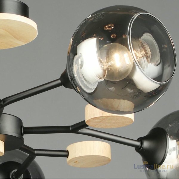 Люстра на штанге Reluce 06780-0.3-05 BK+WOOD Люстра на штанге Reluce 06780-0.3-05 BK+WOOD