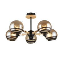 Люстра на штанге IMEX MD.4896-5-S BK+WOOD Люстра на штанге IMEX MD.4896-5-S BK+WOOD