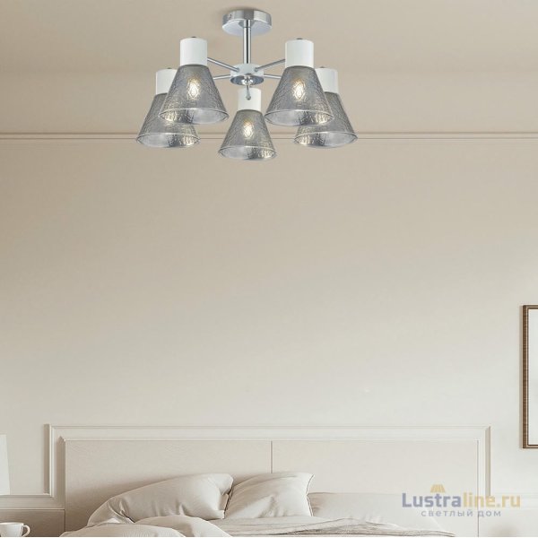 Люстра на штанге Arte Milano Napoli 322408/5 CR+WH Люстра на штанге Arte Milano Napoli 322408/5 CR+WH