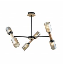 Люстра на штанге IMEX MD.5495-6-S-BK+WOOD