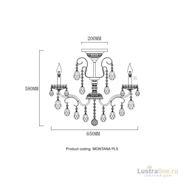 Люстры на штанге Crystal Lux MONTANA PL9 Люстры на штанге Crystal Lux MONTANA PL9