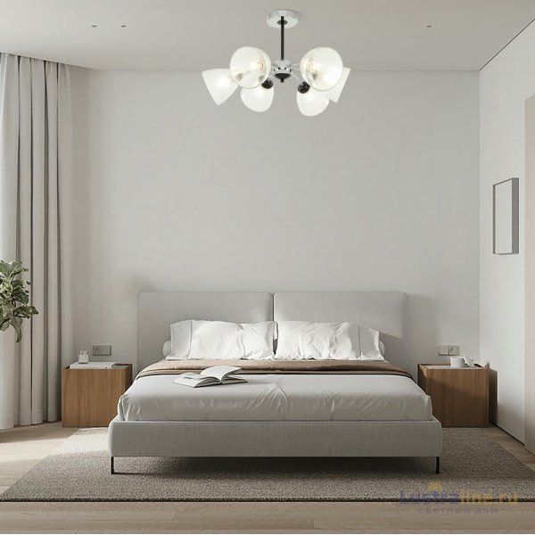 Люстра на штанге Arte Milano Napoli 329007/3+3 CR.BK Люстра на штанге Arte Milano Napoli 329007/3+3 CR.BK