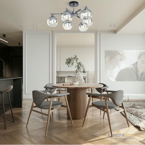 Люстра на штанге Arte Milano Napoli 339354/6 CR+BK Люстра на штанге Arte Milano Napoli 339354/6 CR+BK