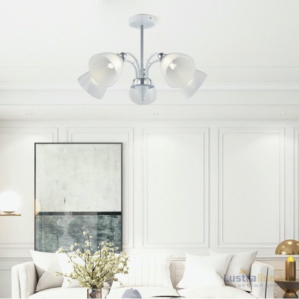 Люстра на штанге Arte Milano Napoli 326008/5 WH+CR Люстра на штанге Arte Milano Napoli 326008/5 WH+CR