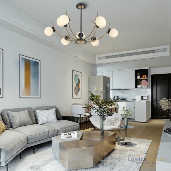 Люстра на штанге Arte Milano Neapolis 276169/9 BK/GD Люстра на штанге Arte Milano Neapolis 276169/9 BK/GD