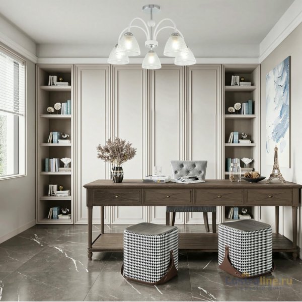 Люстра на штанге Arte Milano Napoli 321410/5 CR+WH Люстра на штанге Arte Milano Napoli 321410/5 CR+WH