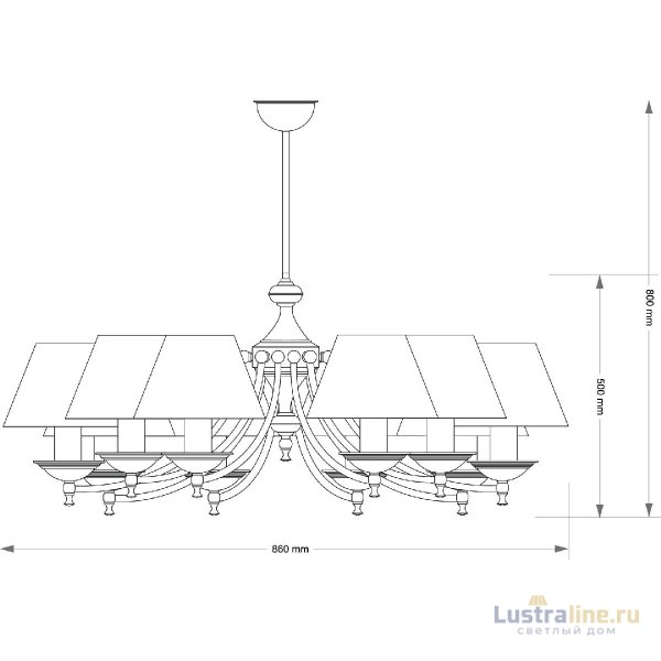 Люстра на штанге Kutek San Marino Lampshade SAN-ZW-10(P/A)CR Люстра на штанге Kutek San Marino Lampshade SAN-ZW-10(P/A)CR
