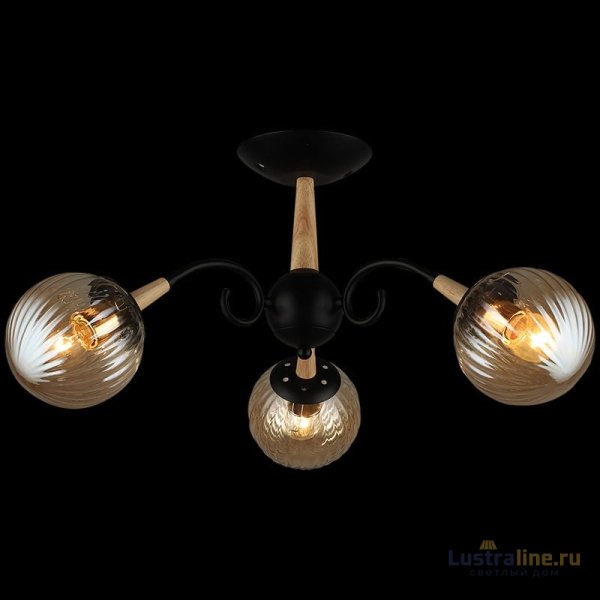 Люстра на штанге Reluce 04886-0.3-03 BK+WOOD