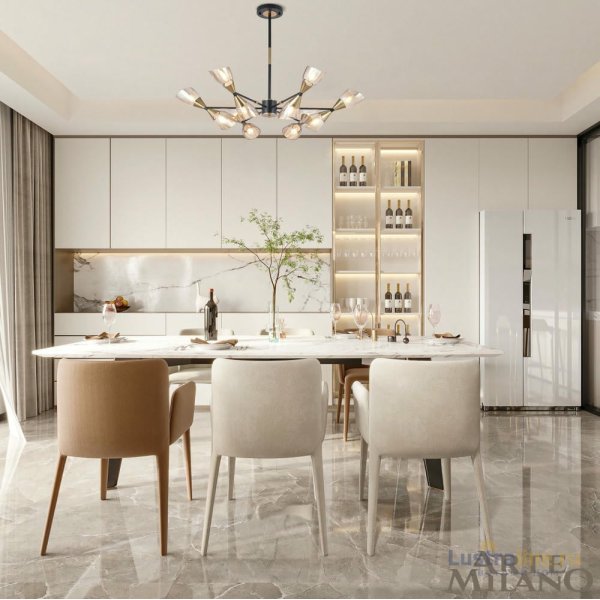 Люстра на штанге Arte Milano Neapolis 276708/12 BK/GD Люстра на штанге Arte Milano Neapolis 276708/12 BK/GD