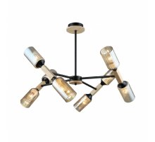 Люстра на штанге IMEX MD.5495-8-S-BK+WOOD