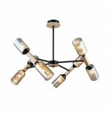Люстра на штанге IMEX MD.5495-8-S-BK+WOOD