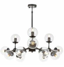 Люстра на штанге Lumina Deco Zodiak LDP 160-12 BK+PR