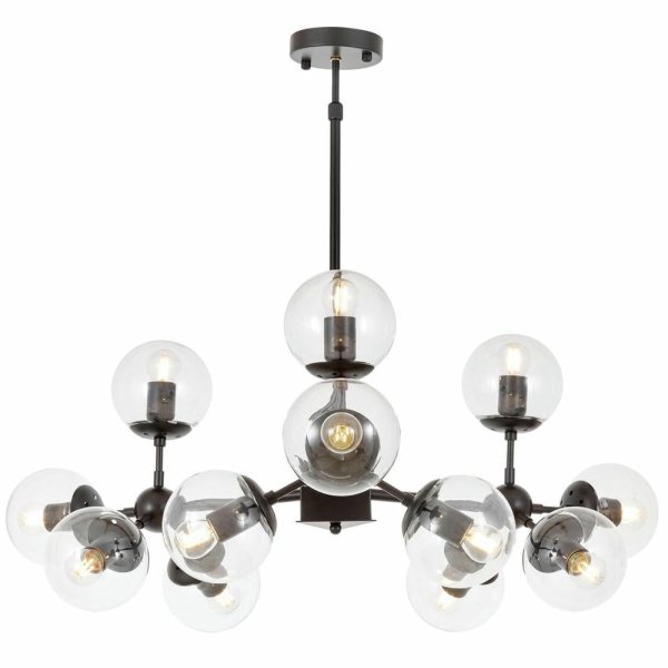Люстра на штанге Lumina Deco Zodiak LDP 160-12 BK+PR