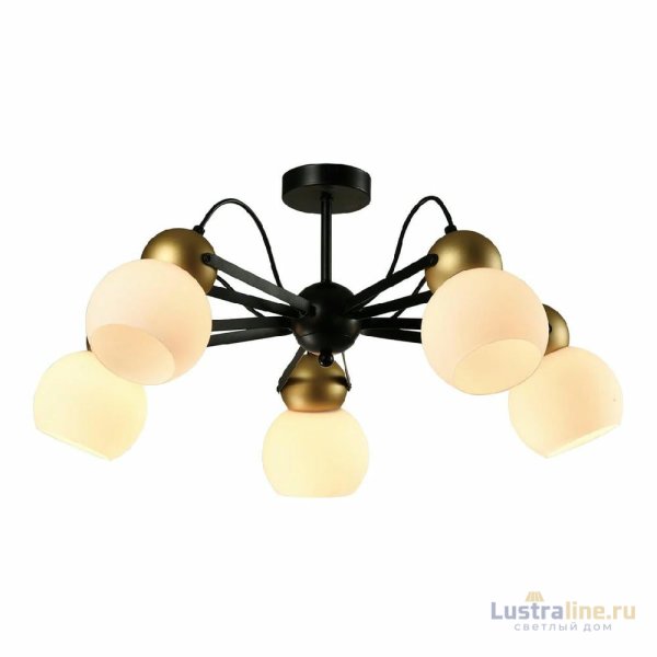 Люстра на штанге IMEX Cleo MD.22438-5-S-BK+GD Люстра на штанге IMEX Cleo MD.22438-5-S-BK+GD