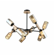 Люстра на штанге IMEX MD.5495-10-S-BK+WOOD