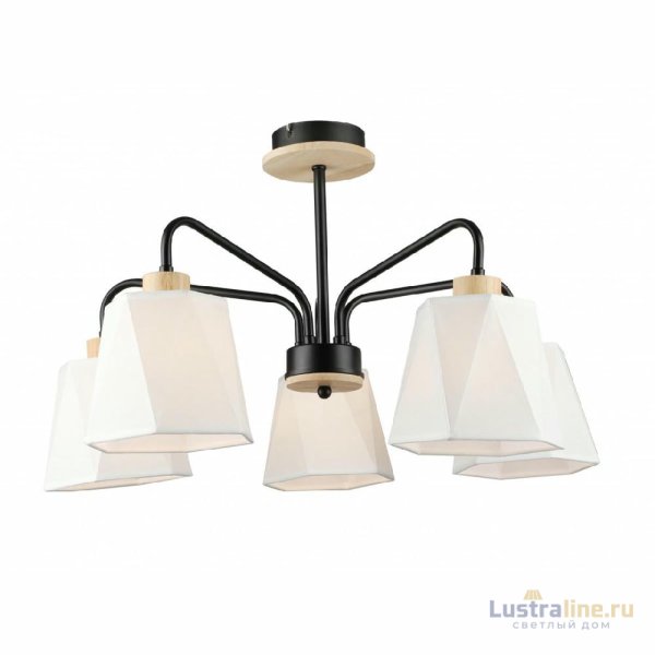 Люстра на штанге IMEX MD.5714-5-S-BK+WOOD