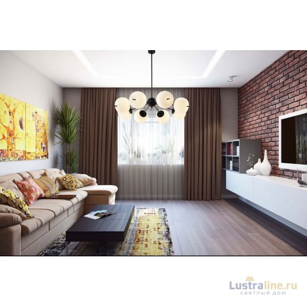 Люстра на штанге Elvan LU-9326/8-6W-WW-BkWh