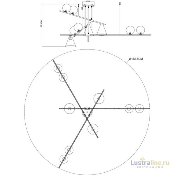 Люстра на штанге Arte Lamp Jacob A7029PL-9BK Люстра на штанге Arte Lamp Jacob A7029PL-9BK