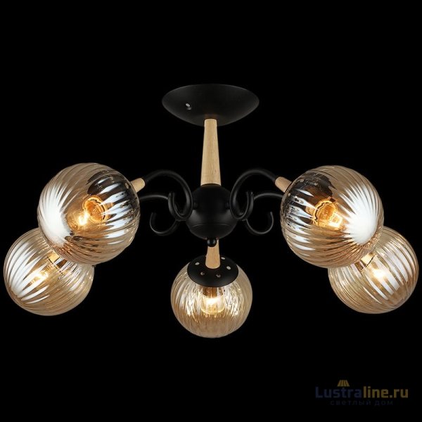 Люстра на штанге Reluce 04886-0.3-05 BK+WOOD