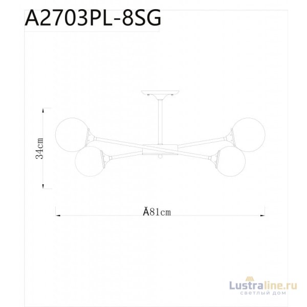Люстра на штанге ARTE Lamp A2703PL-8SG УЦ Люстра на штанге ARTE Lamp A2703PL-8SG УЦ
