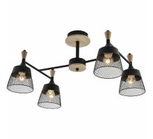 Люстра на штанге Reluce 01492-0.3-04 BK+WOOD