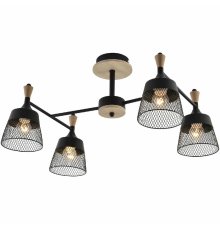 Люстра на штанге Reluce 01492-0.3-04 BK+WOOD