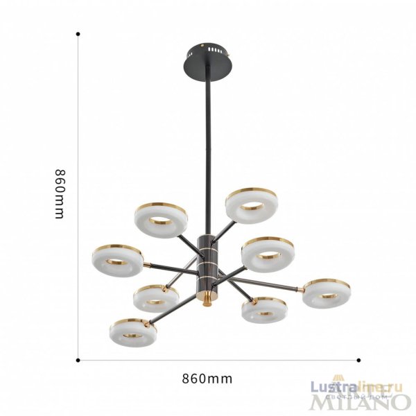 Люстра на штанге Arte Milano Ferrara 276699/8 BK/GD Люстра на штанге Arte Milano Ferrara 276699/8 BK/GD