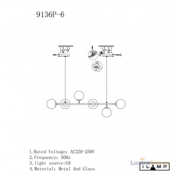 Подвесная люстра iLamp Golden 9136P/6 BK-WH