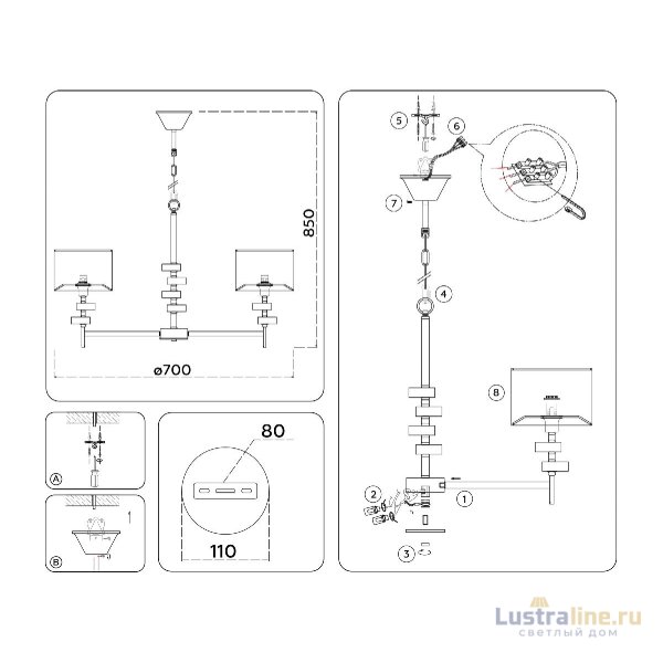 Подвесная люстра Ambrella Light High Light Classic LH71331 Подвесная люстра Ambrella Light High Light Classic LH71331